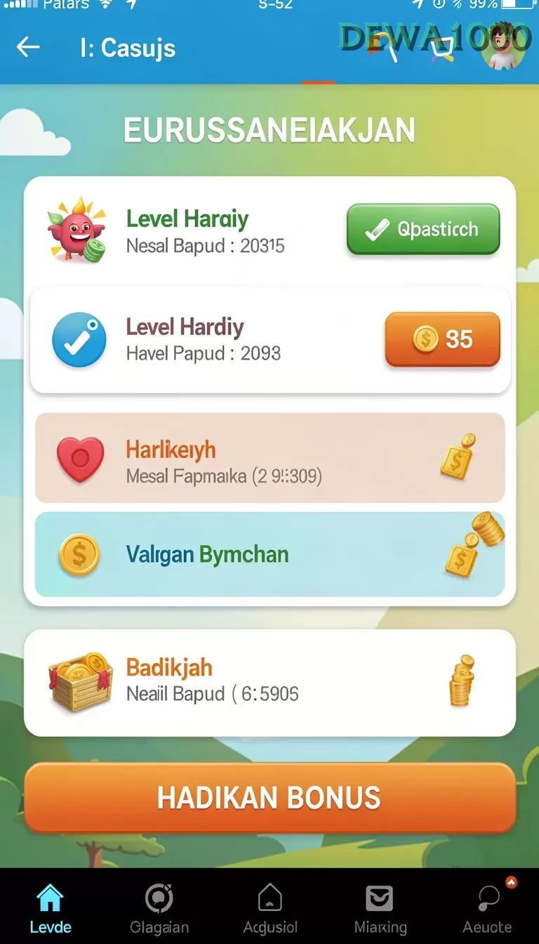 Cuplikan layar IDN777 — menu navigasi