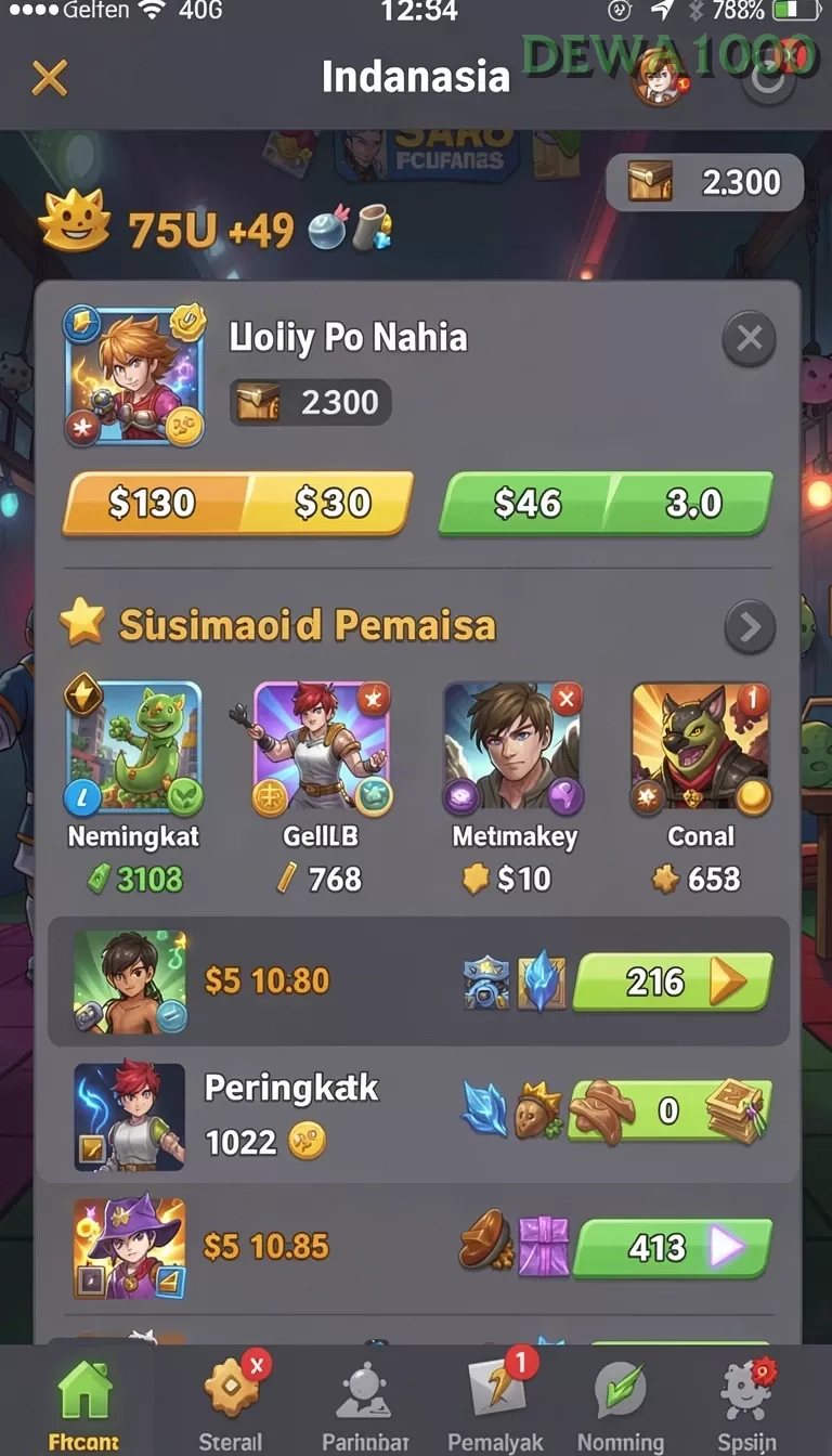 Cuplikan layar RV55 — menu navigasi